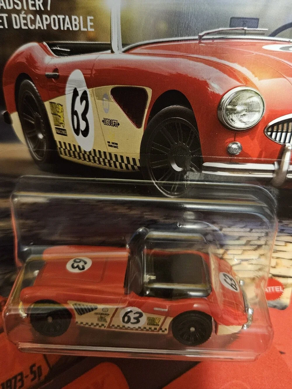 Matchbox 1963 Austin Healey Roadster Packaging - Yellow and Red Accents